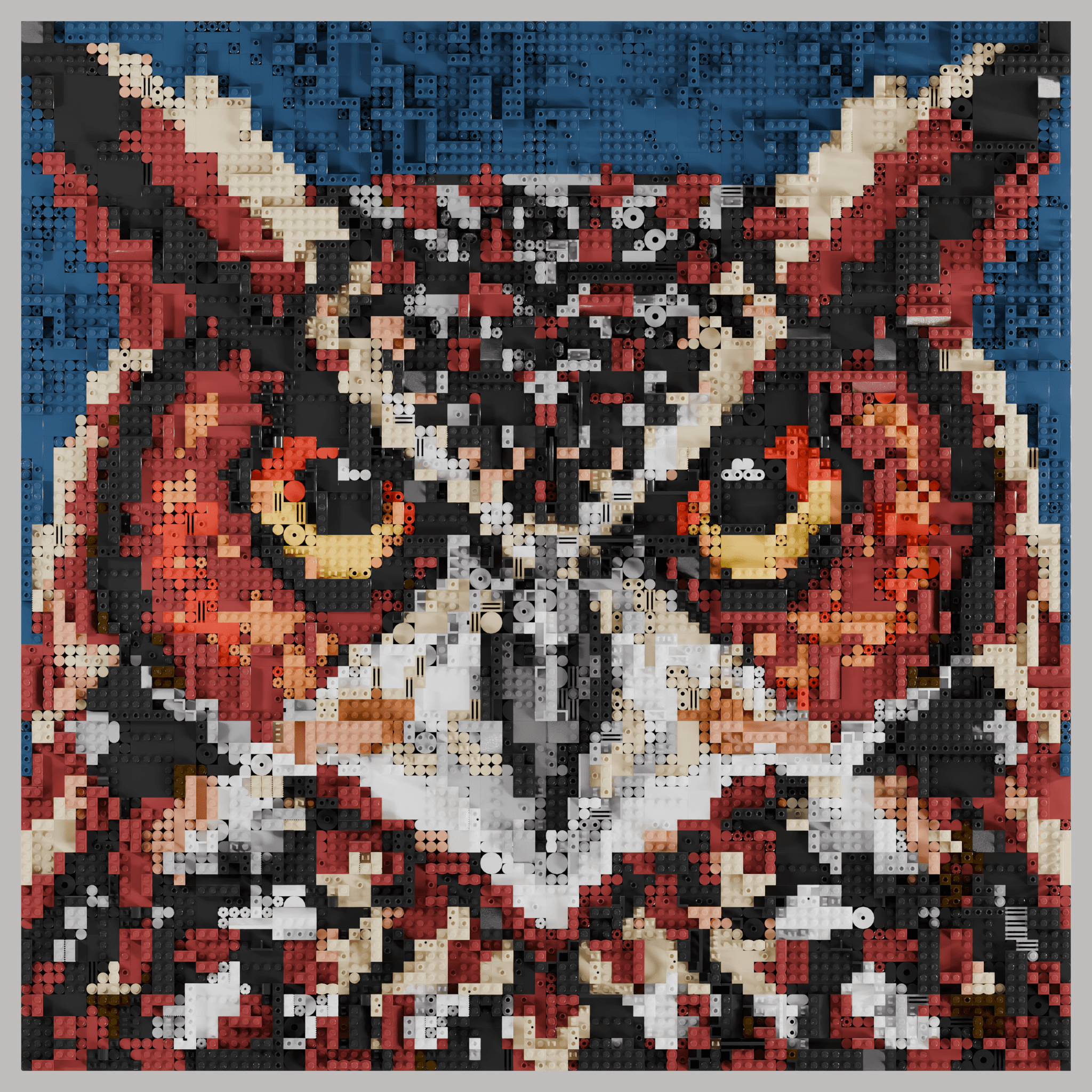 a great horned owl's face close-up, large amber eyes, intricate feathers