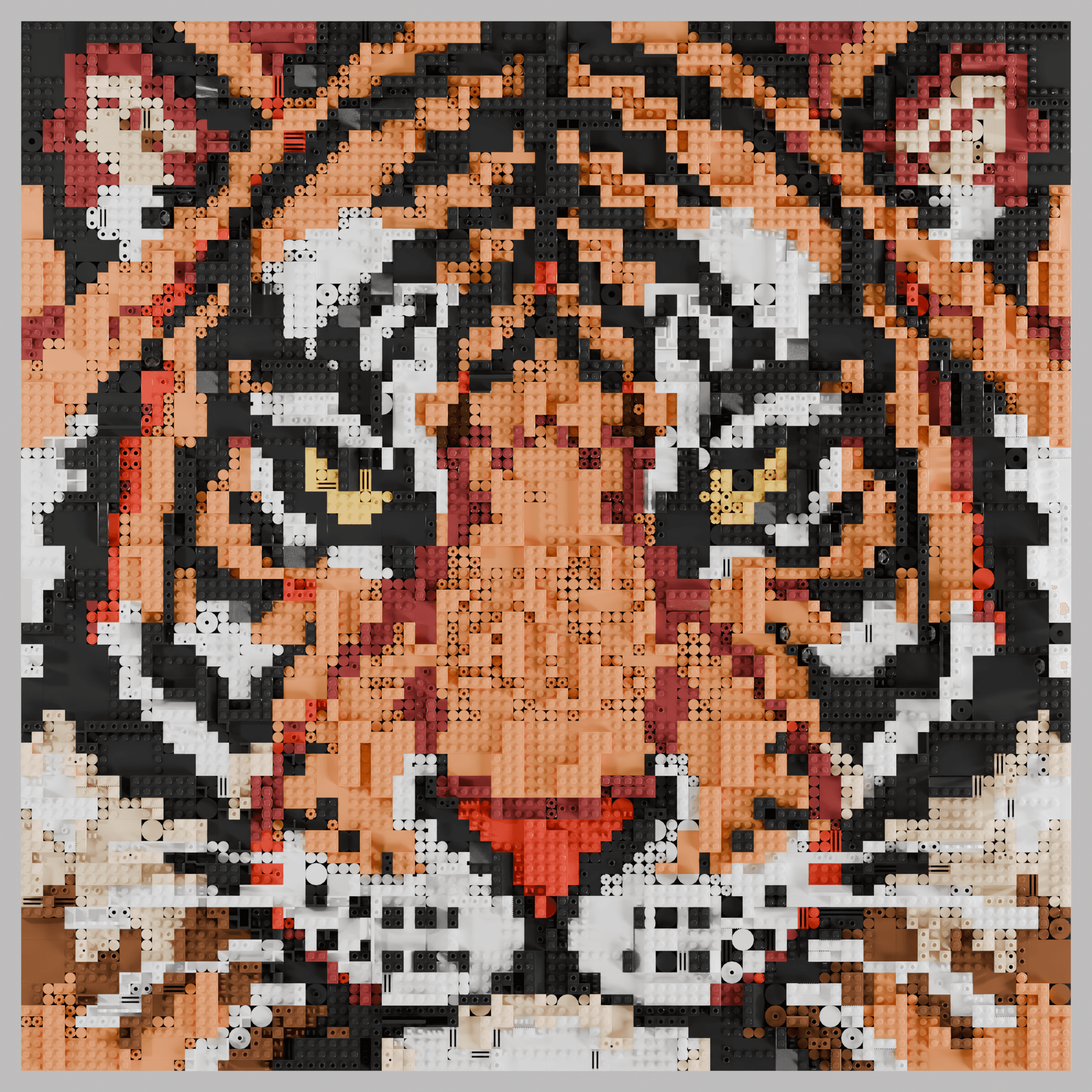 a Bengal tiger face close-up, intense orange and black stripes