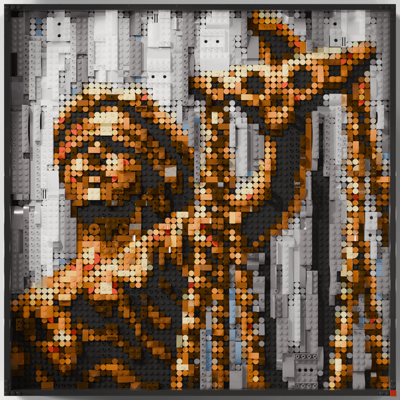Its composition, rendered in brick